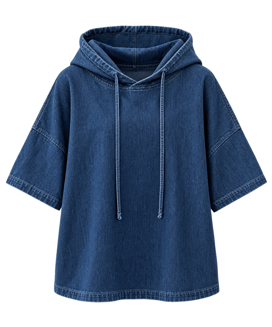 Women's Denim Hoodie Top – Relaxed Casual Pullover, product view – Rosie Mode