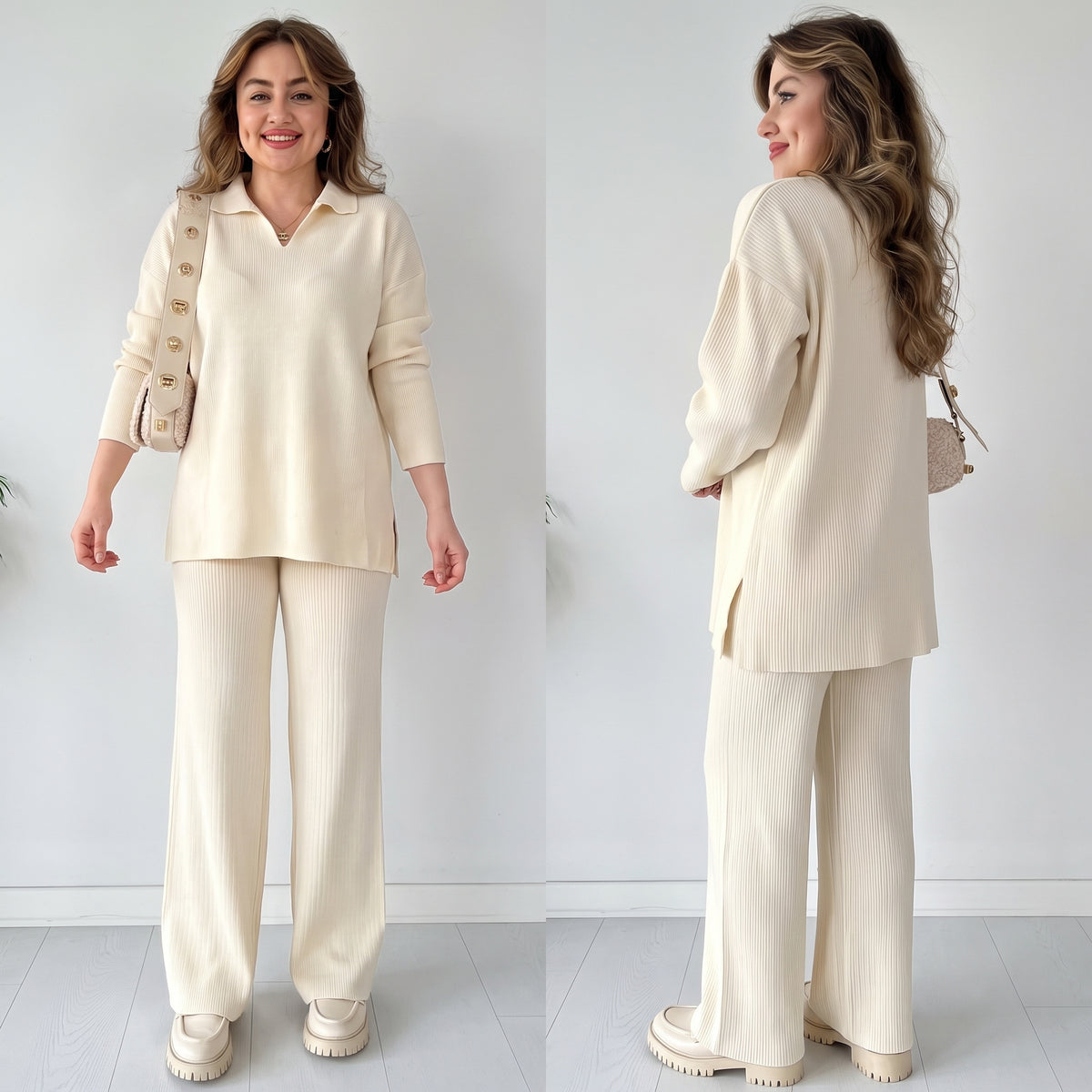 Women's Knit Two-Piece Set – Cozy Matching Outfit, product view – Rosie Mode