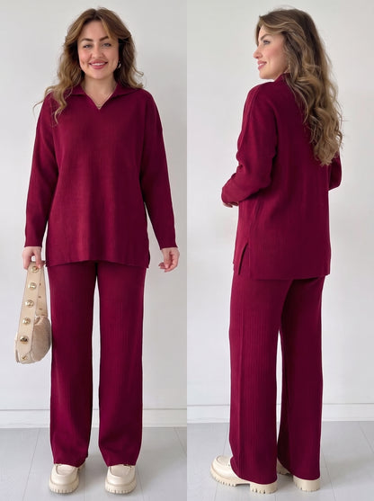 Women's Knit Two-Piece Set – Cozy Matching Outfit, product view – Rosie Mode