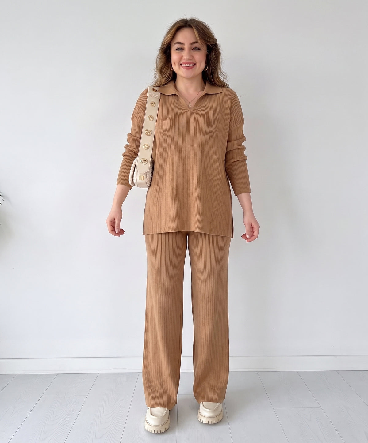 Women's Knit Two-Piece Set – Cozy Matching Outfit, product view – Rosie Mode