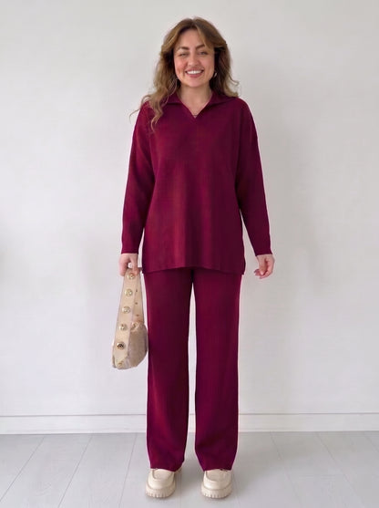 Women's Knit Two-Piece Set – Cozy Matching Outfit, product view – Rosie Mode