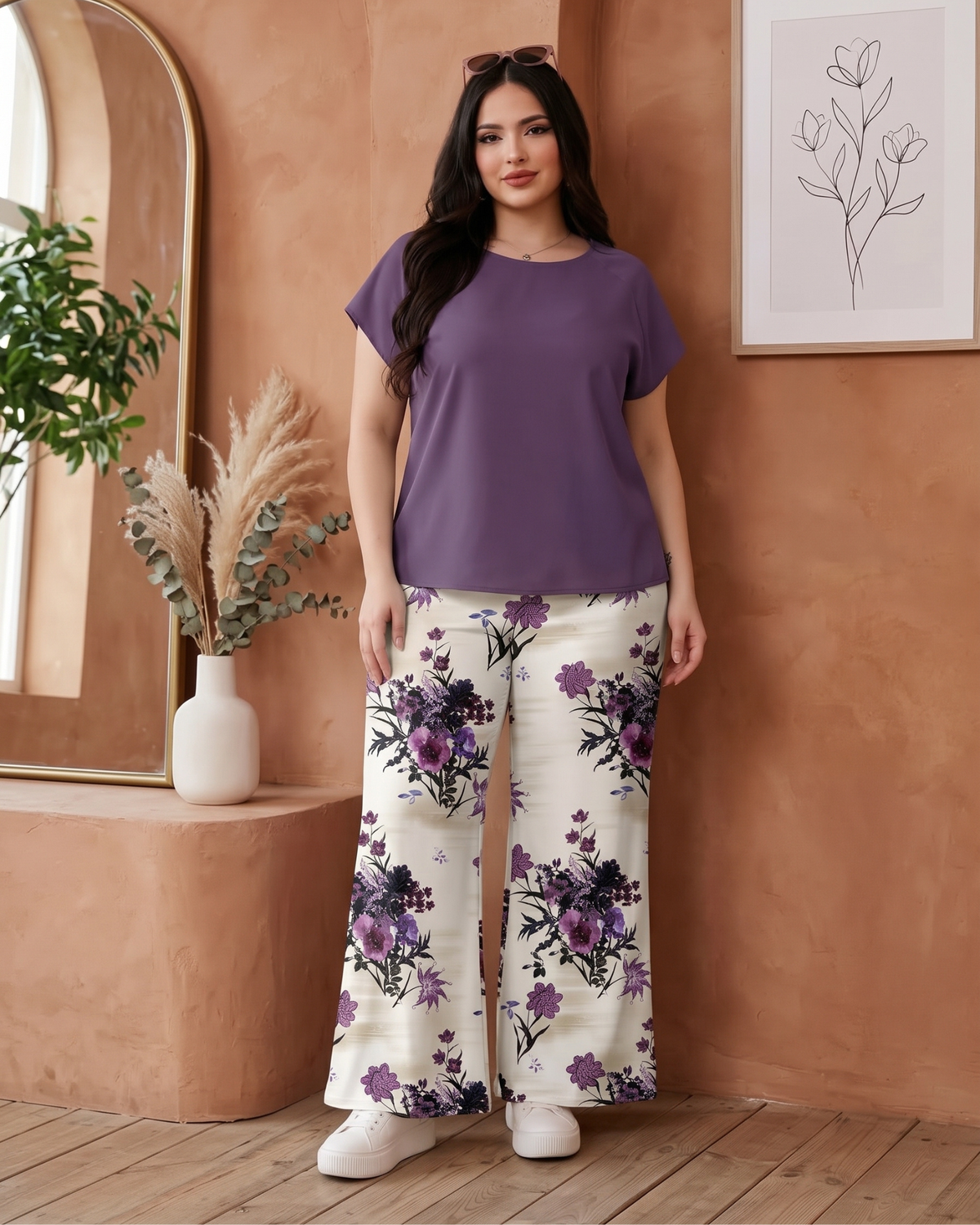 Women's Purple Skirt Set – 2 Piece Matching Outfit, product view – Rosie Mode