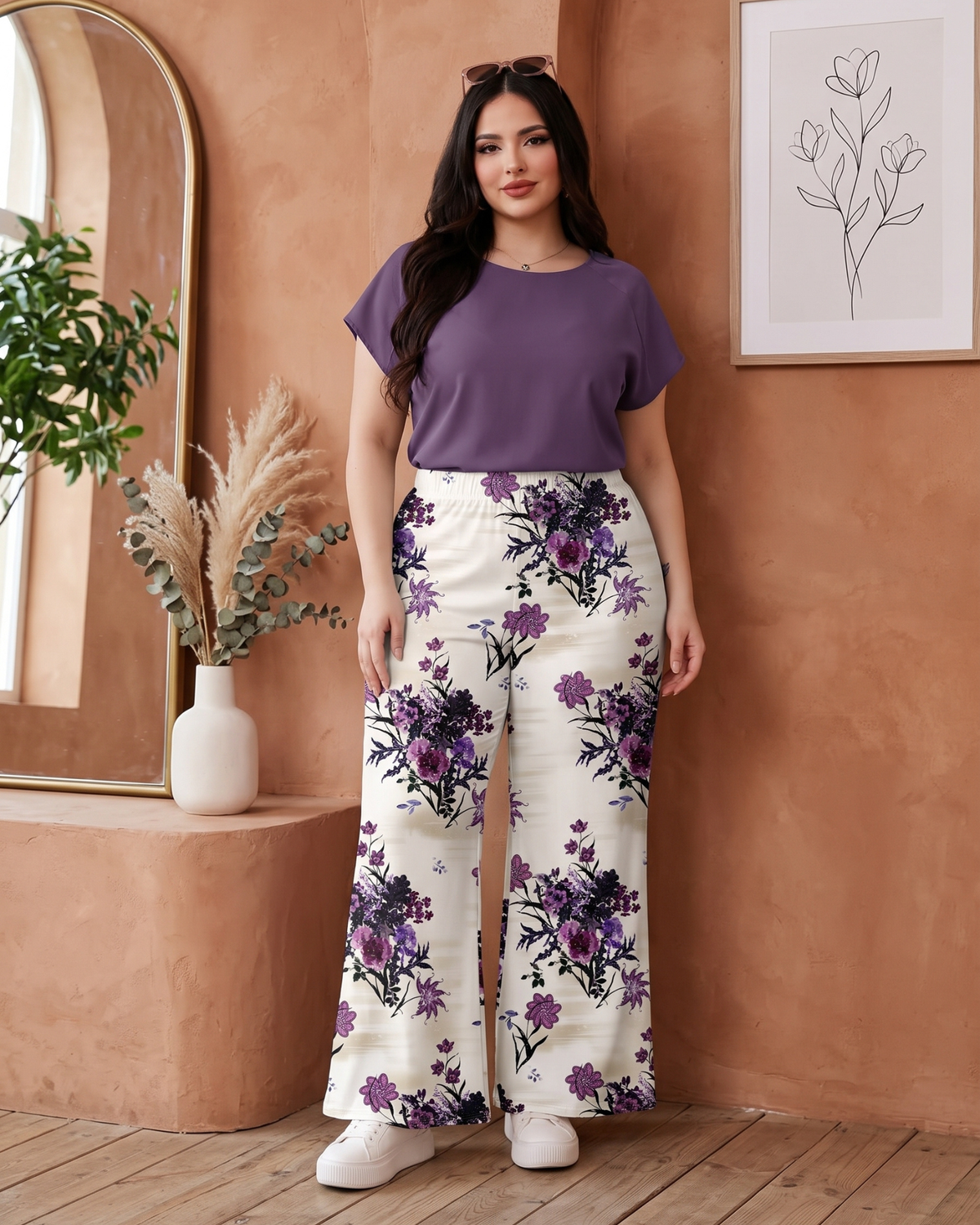Women's Purple Skirt Set – 2 Piece Matching Outfit, product view – Rosie Mode