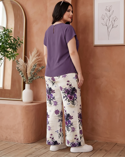 Women's Purple Skirt Set – 2 Piece Matching Outfit, product view – Rosie Mode