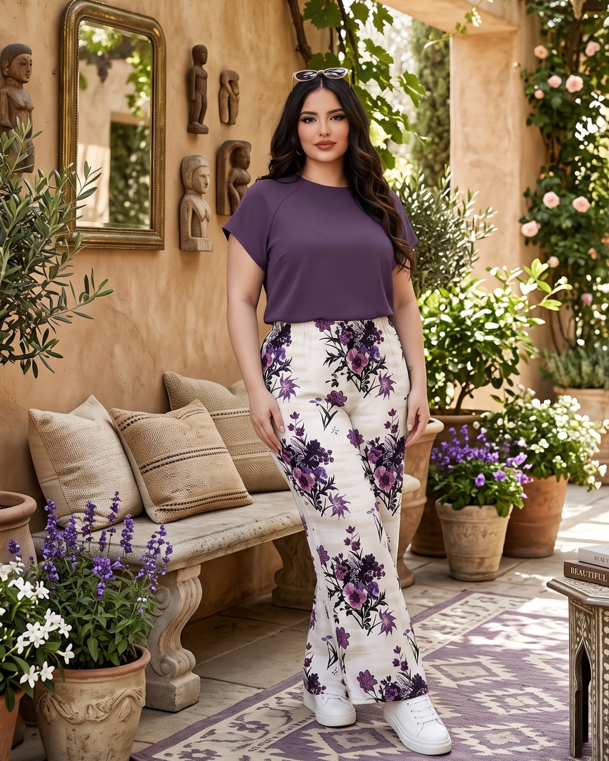 Women's Purple Skirt Set – 2 Piece Matching Outfit, product view – Rosie Mode