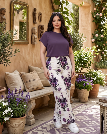 Women's Purple Skirt Set – 2 Piece Matching Outfit, product view – Rosie Mode