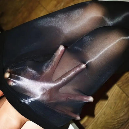 Women's Sheer Shimmer Tights – Glossy Pantyhose, product view – Rosie Mode